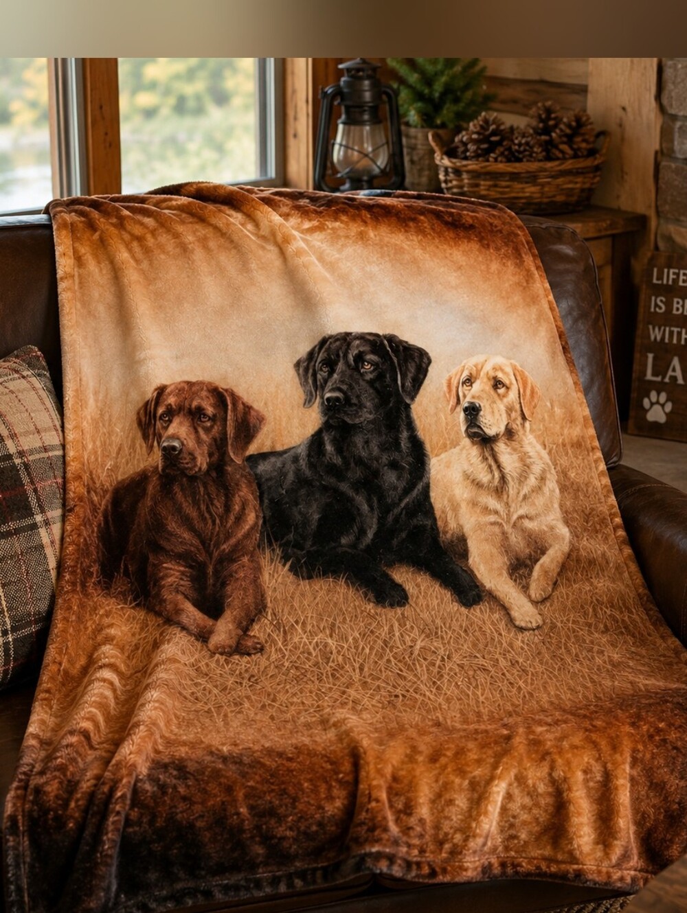 NEW Labrador Retriever Plush Throw Blanket 50x60 Dog Cabin Lodge Decor